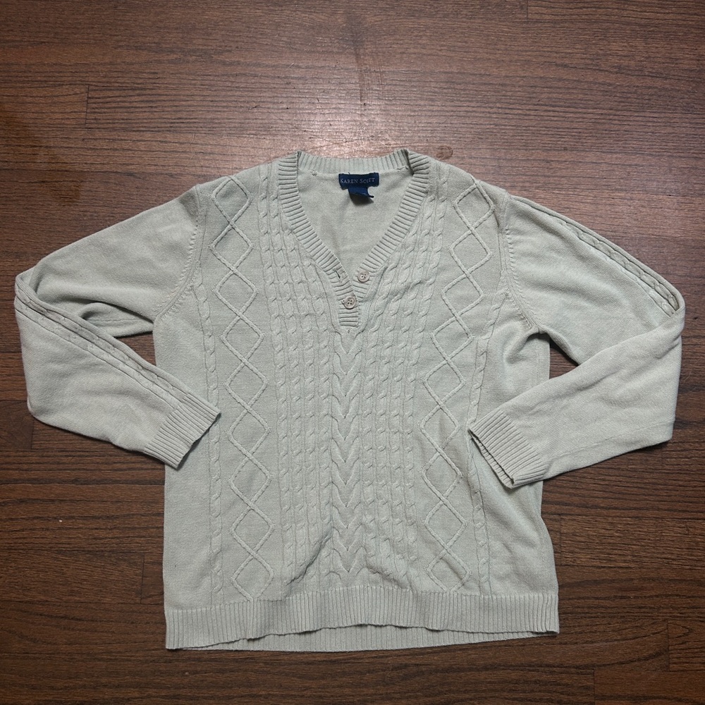 Karen Scott Women’s Size Medium Light Green Sweater